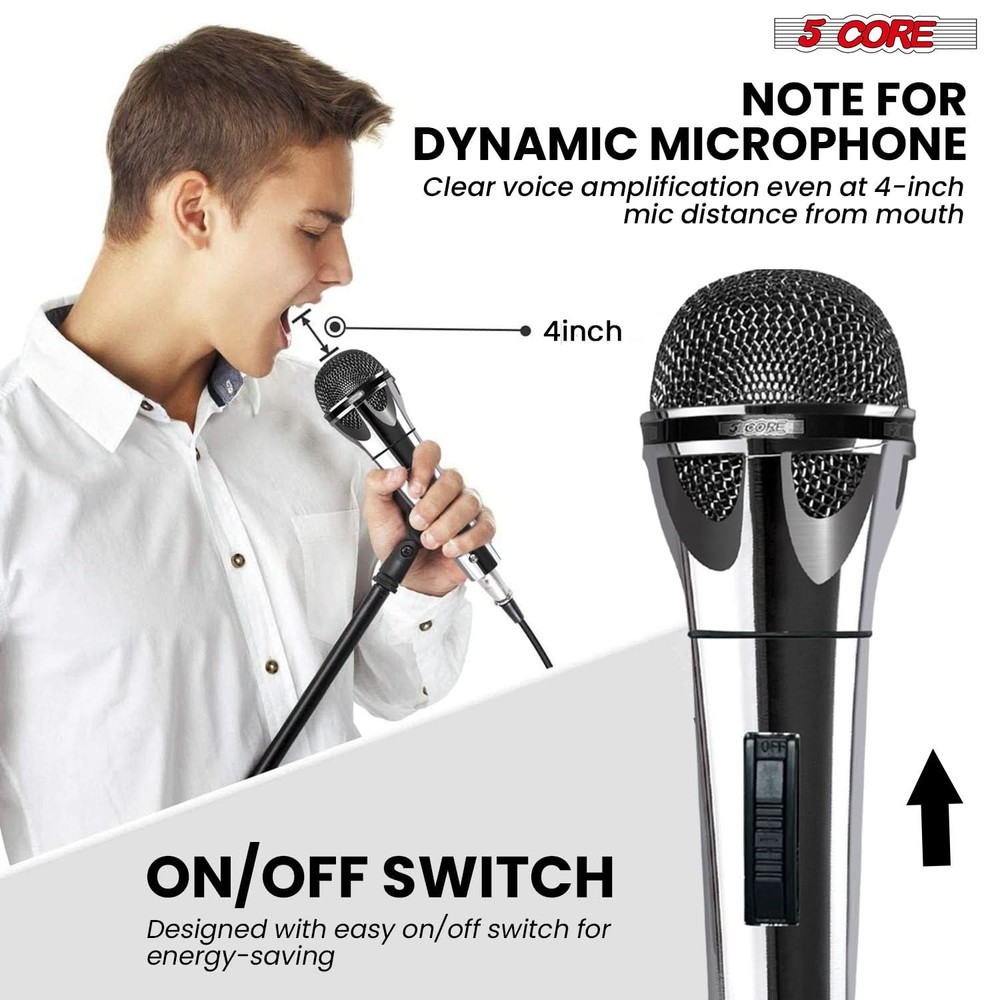 5Core XLR Microphone Dynamic Mic Karaoke Singing Studio Mics Handheld Microfono