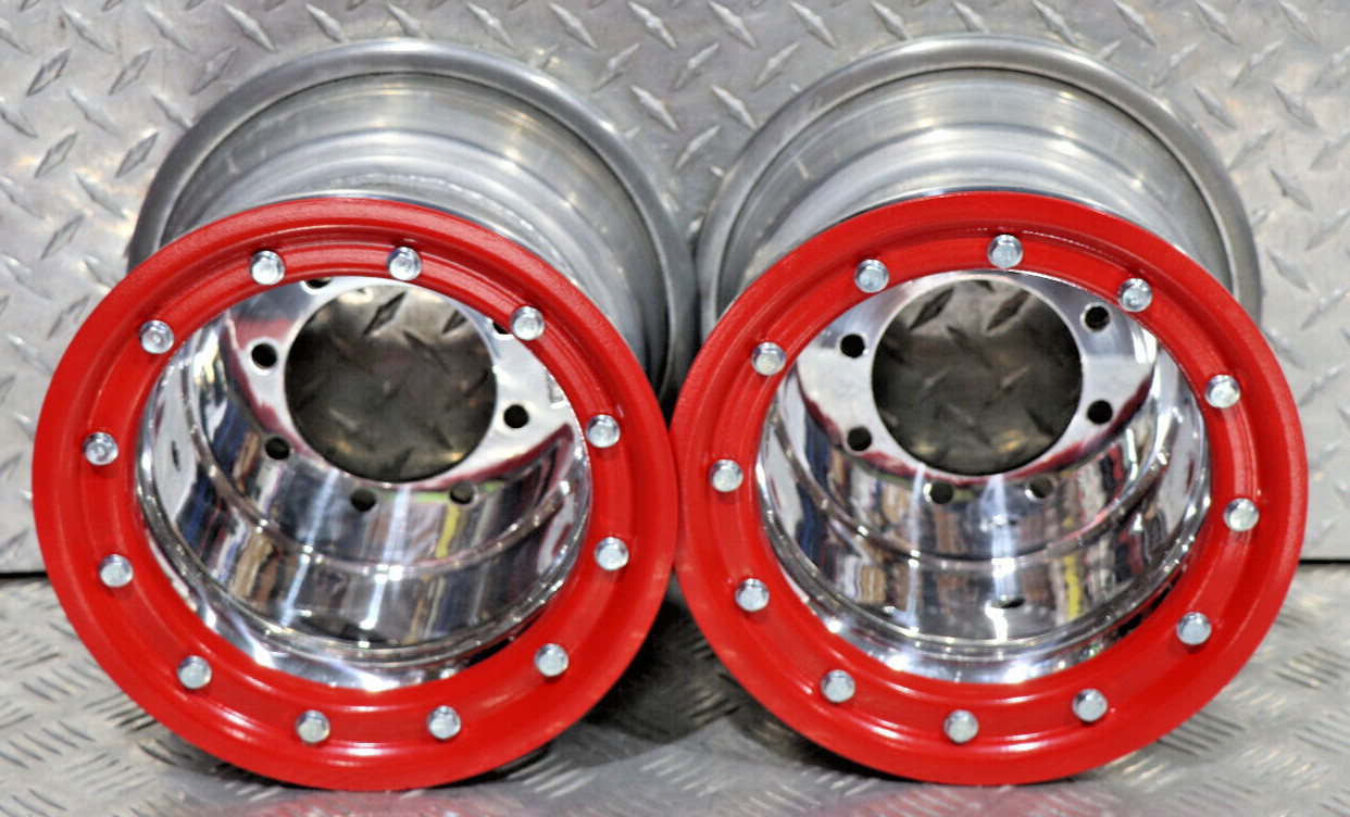 HONDA YAMAHA BANSHEE RAPTOR YFZ TRX BEADLOCKS ATV FRONT REAR POLISHED RED