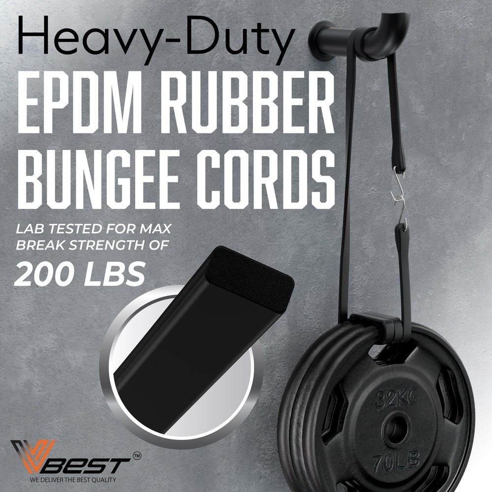 Strong 31" Bungee Straps with Hooks - 200 lbs Load Capacity for Cargo Security
