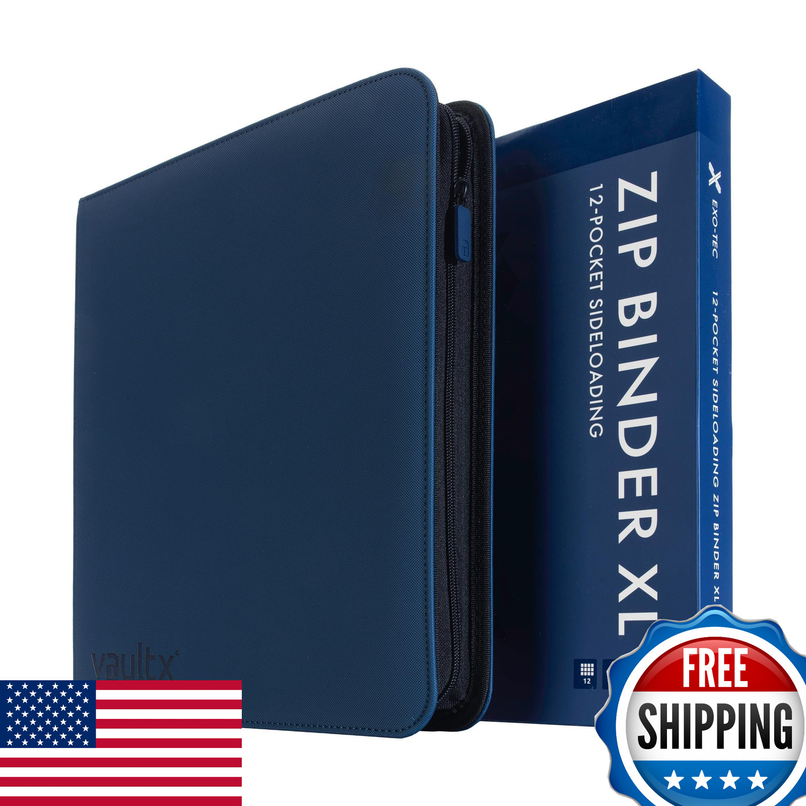 Vault X 12 XL Pocket Zip Binder - 624 Card, TCG Folder Album, Side-Loading (Blue