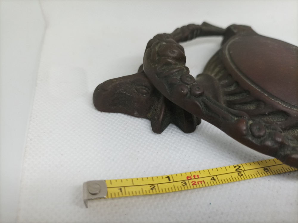 Antique Solid Brass Door Knocker Rams Head With Floral