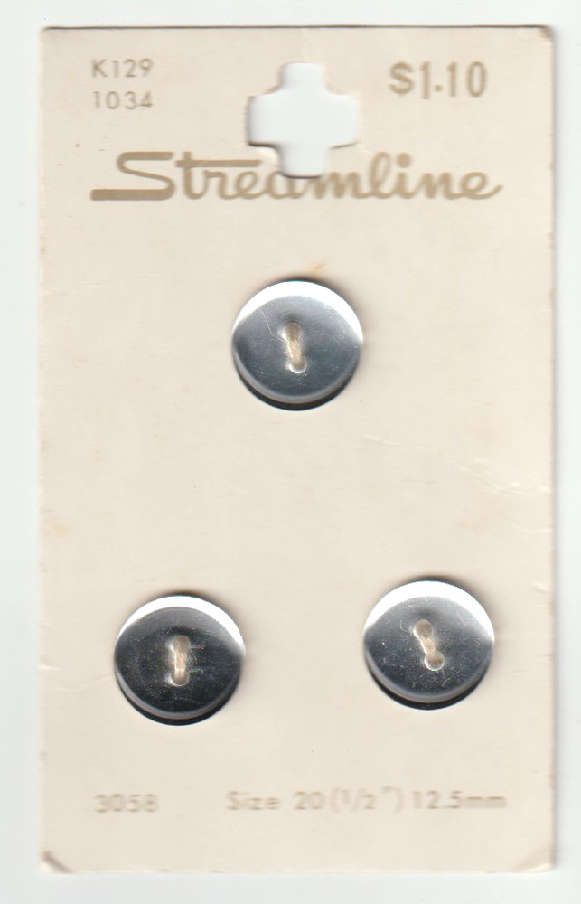 Streamline Buttons #K129 Silver Size 12.5mm (1/2")