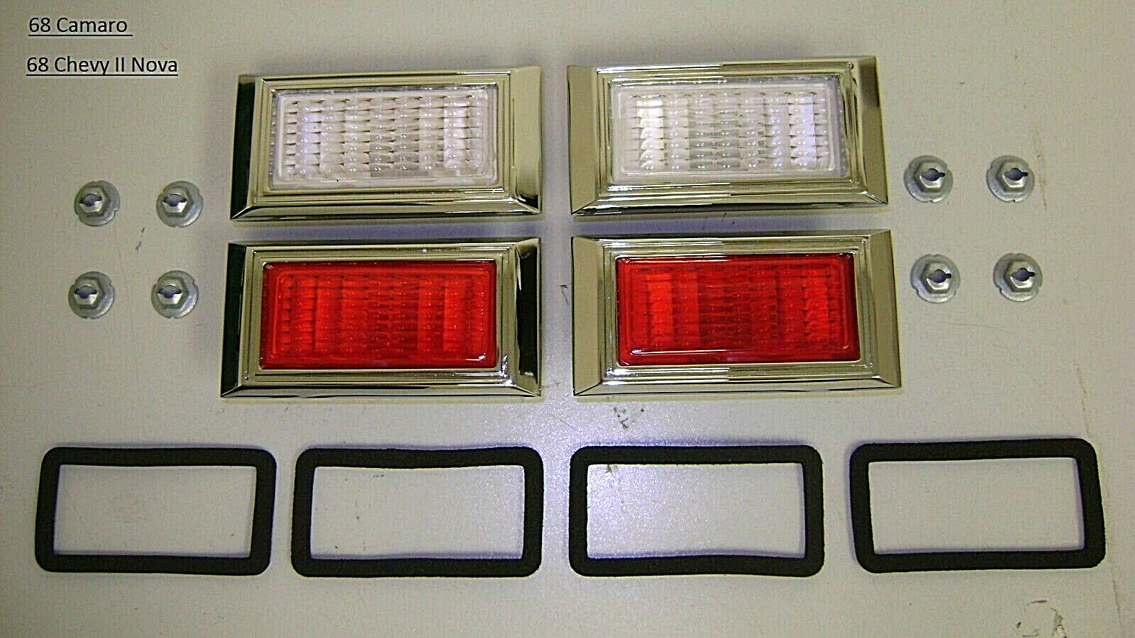 Marker Light Kit 68 Camaro Chevelle Nova 20 pc Side Lens chrome bezel gskt lamp