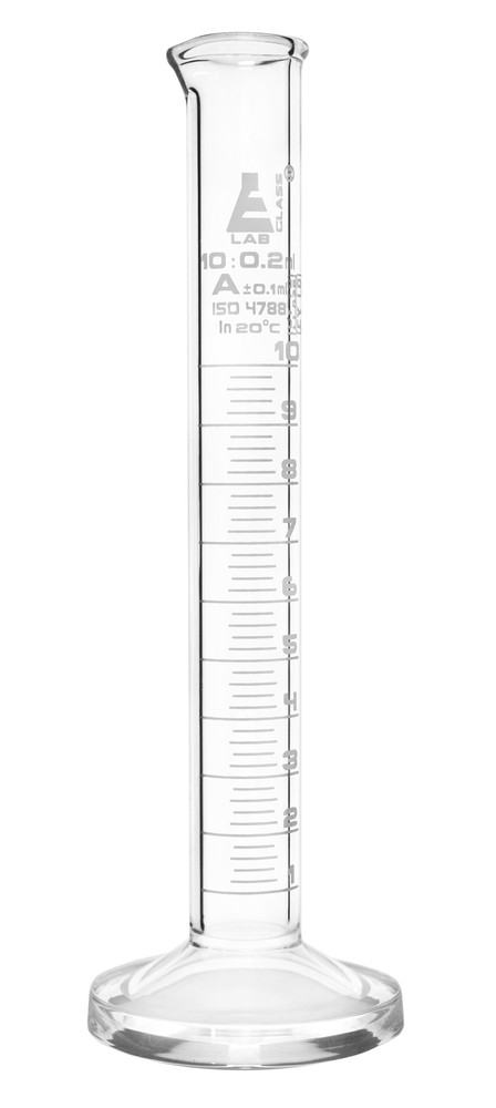 Eisco Labs 10ml Graduated Cylinder, Class A - White Graduations, Round Base