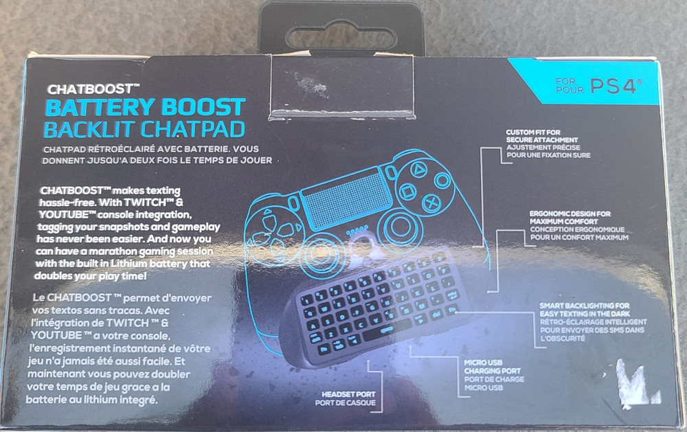 Collective Minds ChatBoost Backlit Chatpad Black for PS4 Controller CM 00080