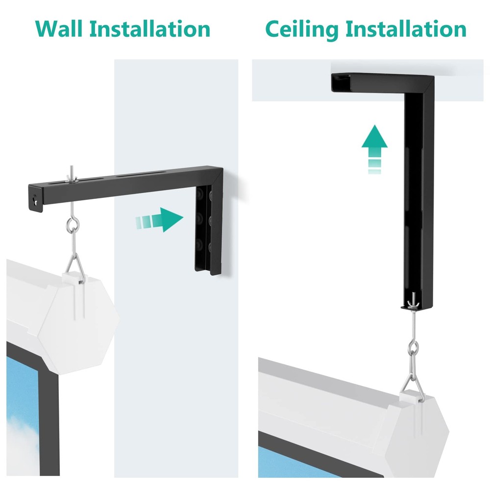 Universal Projector Screen Ceiling Mount Wall L Brackets 12 Inch Extension