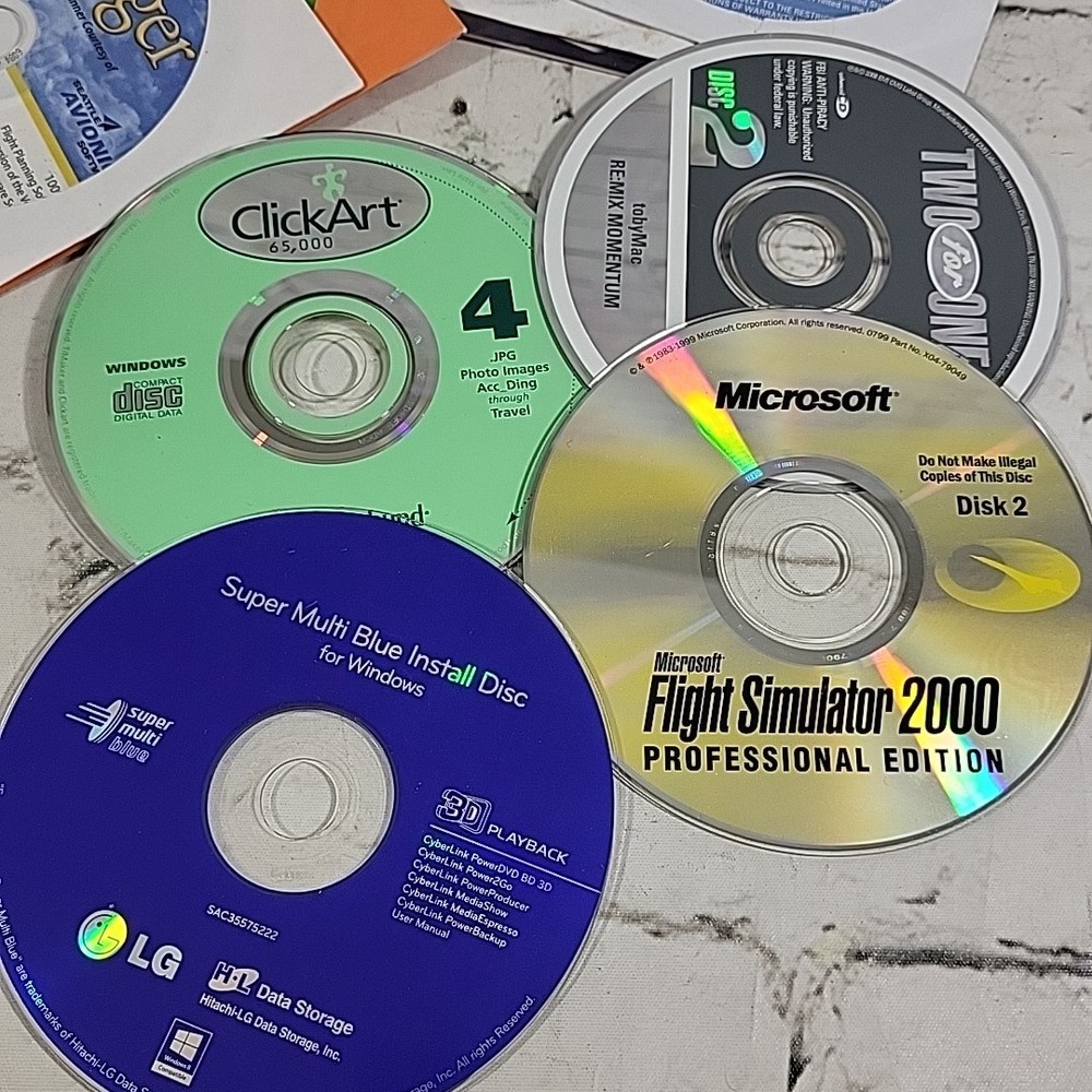 Vintage Computer Software CD-ROMs Lot Art Greeting Cards Flight Simulator More