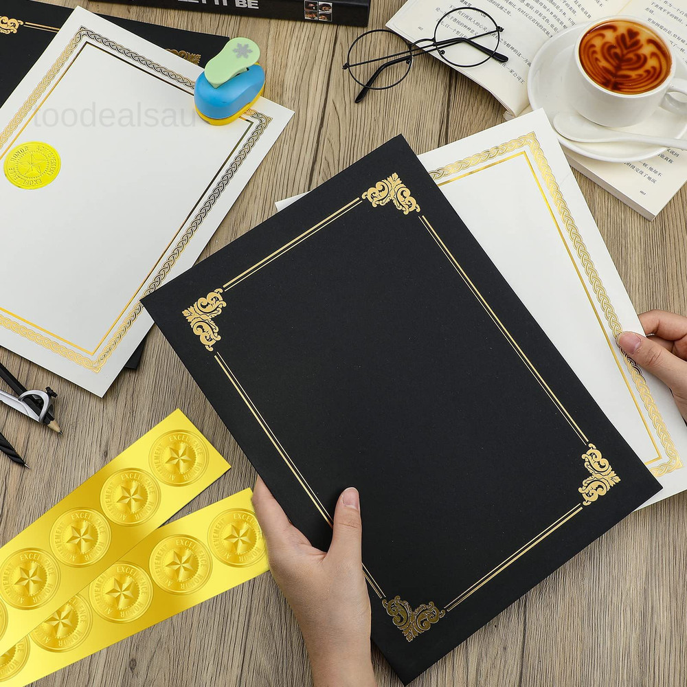 150 Pcs Certificate Kit Include 50 Holders 50 One Size, Black