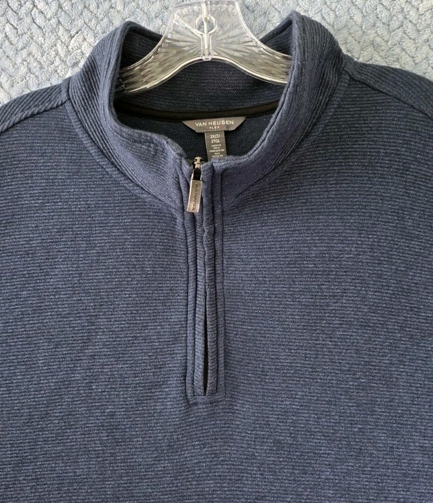 Van Heusen Flex 1/4 Zip Sweater Pullover in Blue Mens Size 2XLT Dadcore