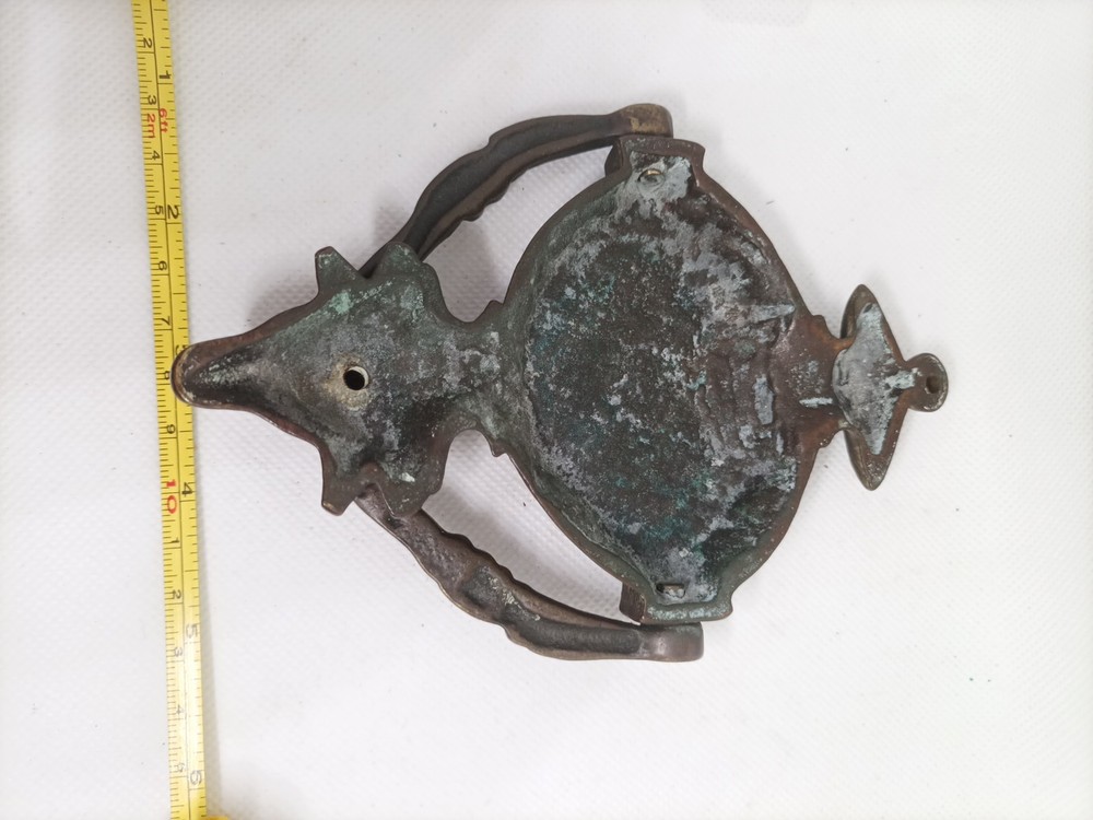 Antique Solid Brass Door Knocker Rams Head With Floral