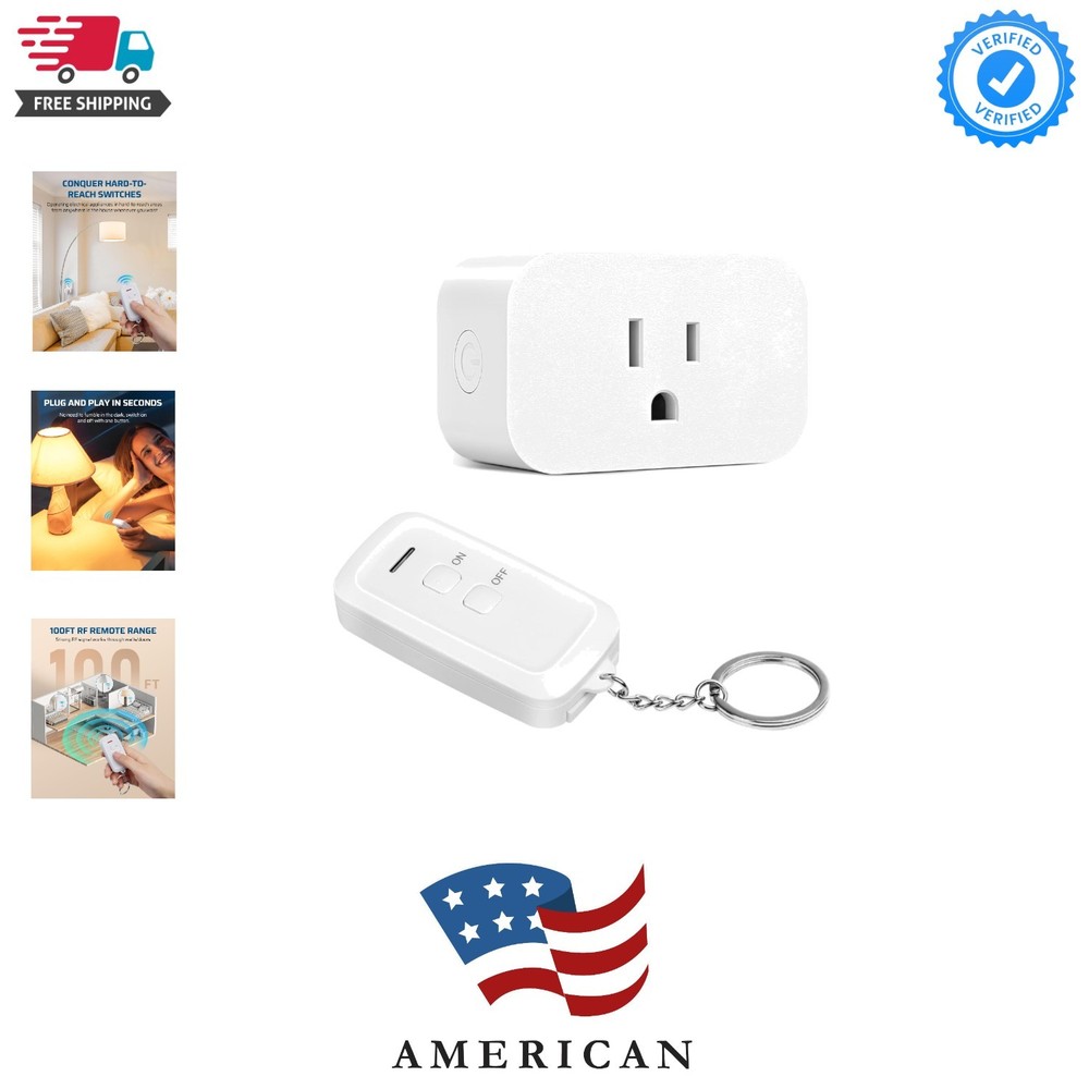Indoor Remote Control Outlet, Wireless Remote Light Switch, No Interference R...