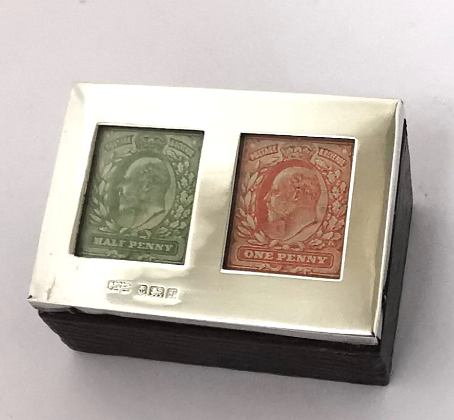 Antique Solid Silver Double Stamp Box - Birm. 1905.