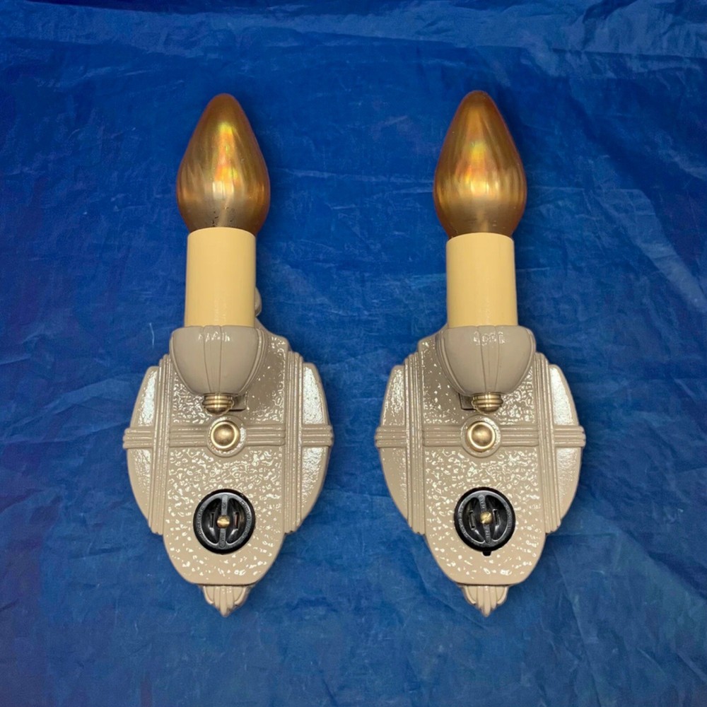 Antique Markle Art Deco Wall Sconce Fixtures Pair 22D