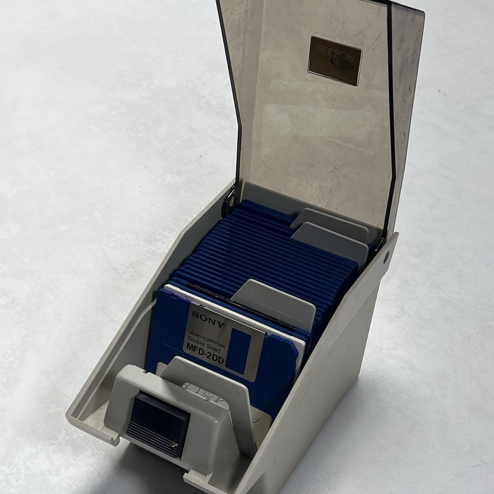 Vintage Computer 3 1/2 Inch Floppy Discs Plus Storage Case