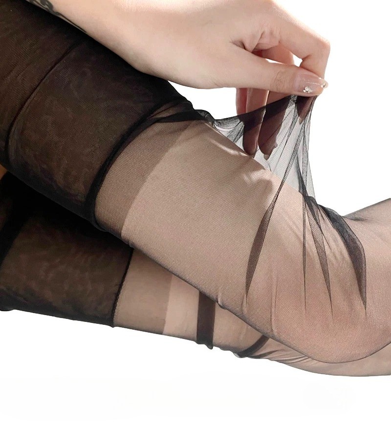 Fully Fashioned Stockings 100% NYLON Non Stretch Seamless BLACK 5 Den Medium