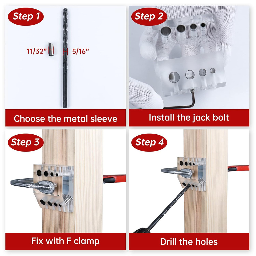 30 90 Degree Cable Railing Angle Drill Guide Jig Visible Drilling Template 4 Siz
