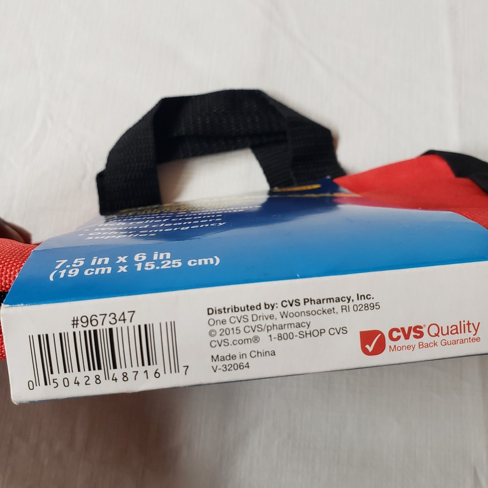 CVS First Aid Kit Case Red Empty Case 7.5 x 6 Inches