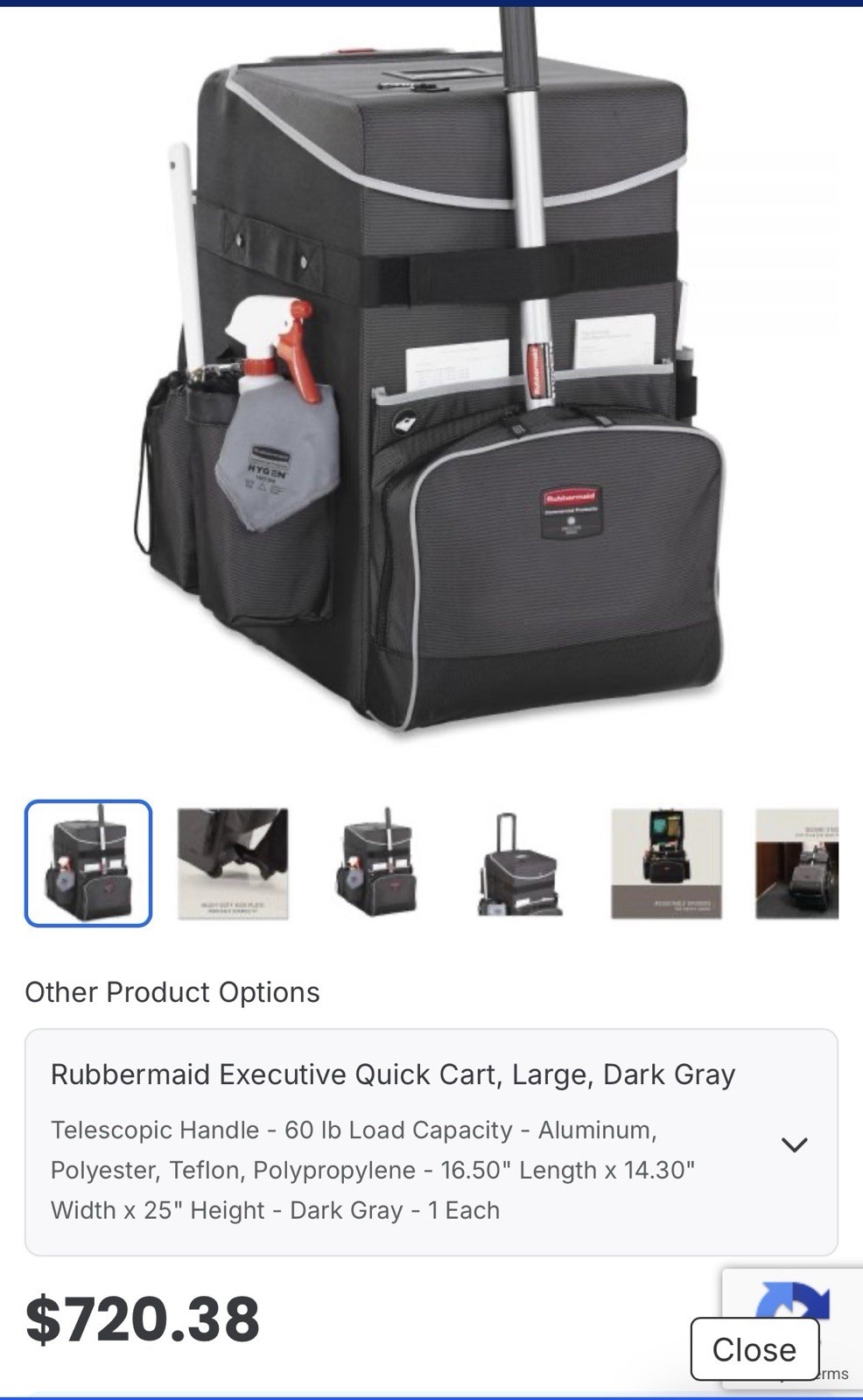 Rubbermaid Commercial 25" Executive Quick Cart Large - Gray