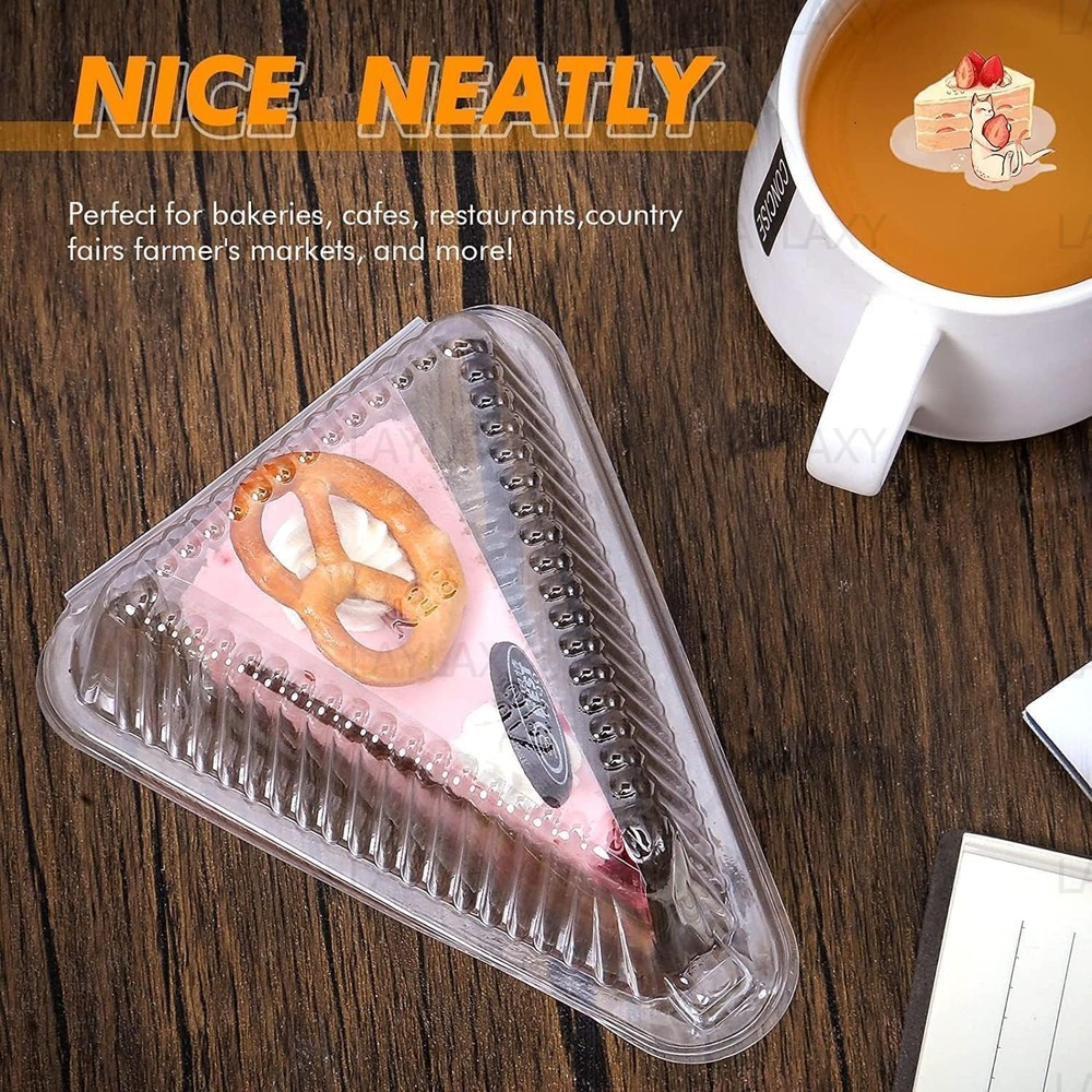 50 Pcs Cake Slice Containers with Lid, Single Clear Small, Triangle 50 Pack
