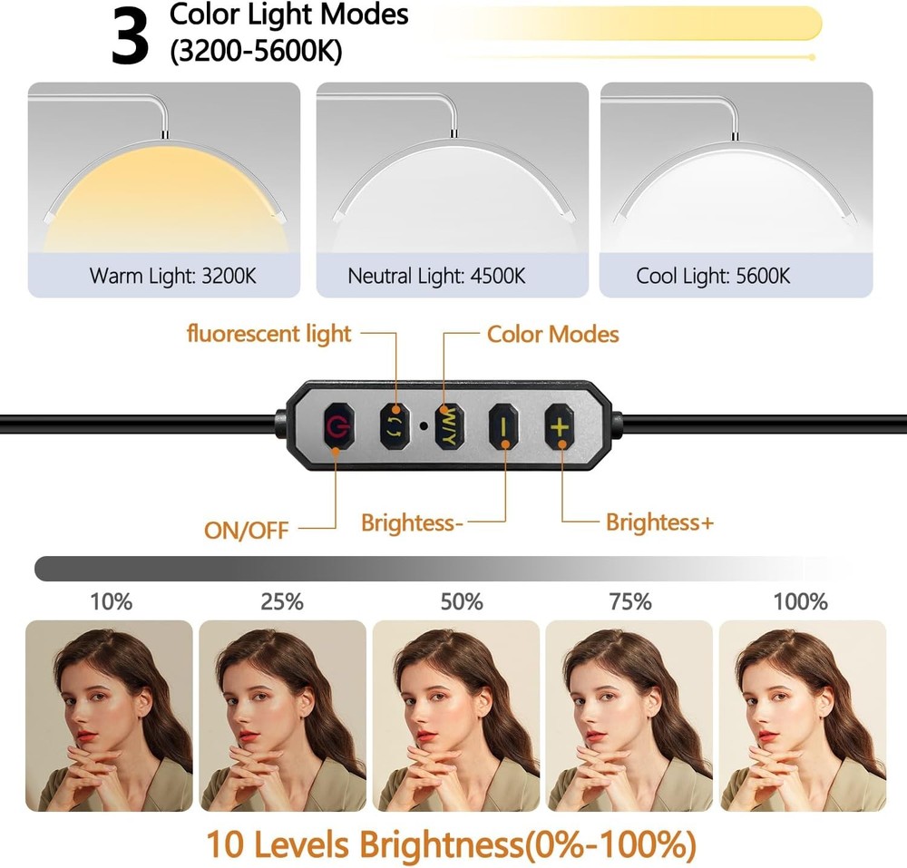 Lash Light for Eyelash Tech-Esthetician Ring Lantern, Half Moon Light