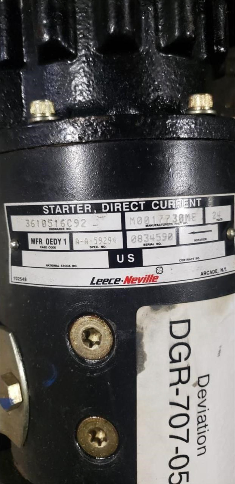 Leece Neville Starter 24V, 3610516C92, M0017730ME, A-A-59294