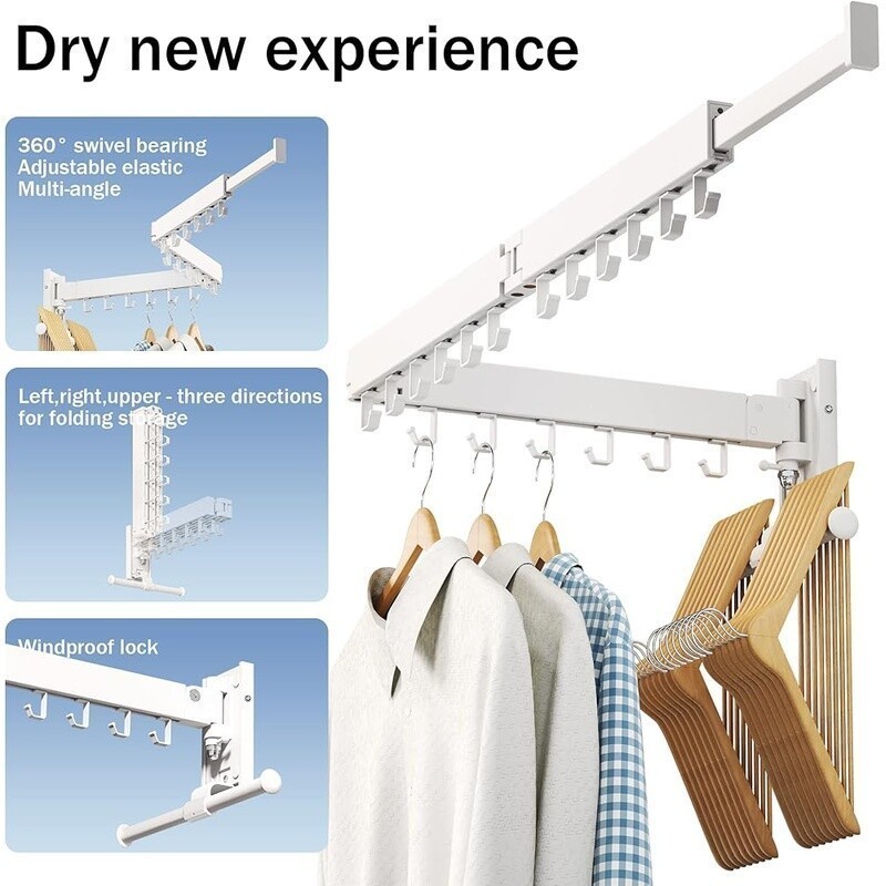 Wall Mounted Drying Rack Foldable Heavy Duty Space Saving Laundry Organizer New