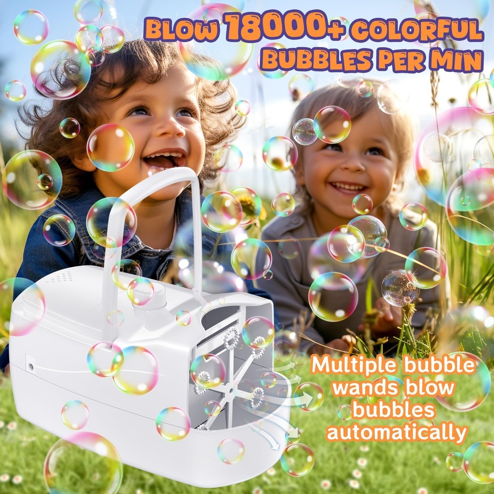 Bubble Machine, Automatic 18000+ Per Minute Big Bubbles Blower Maker for Kids T