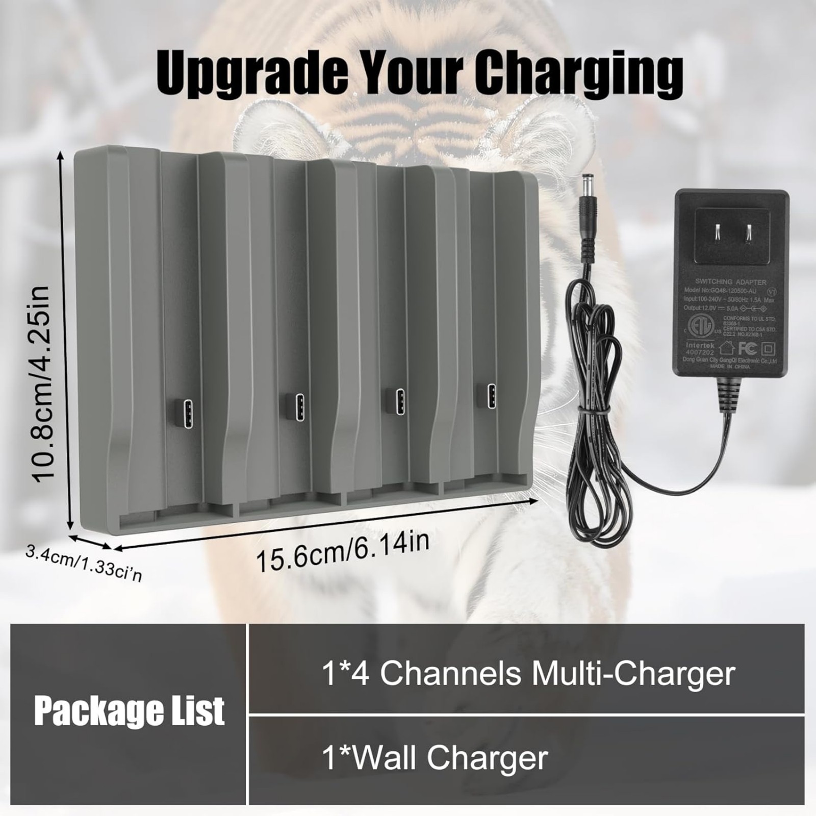 4PCS Lithium Battery & 4 Port Charger for Reveal Trail Camera X Gen 3.0,Pro 3.0