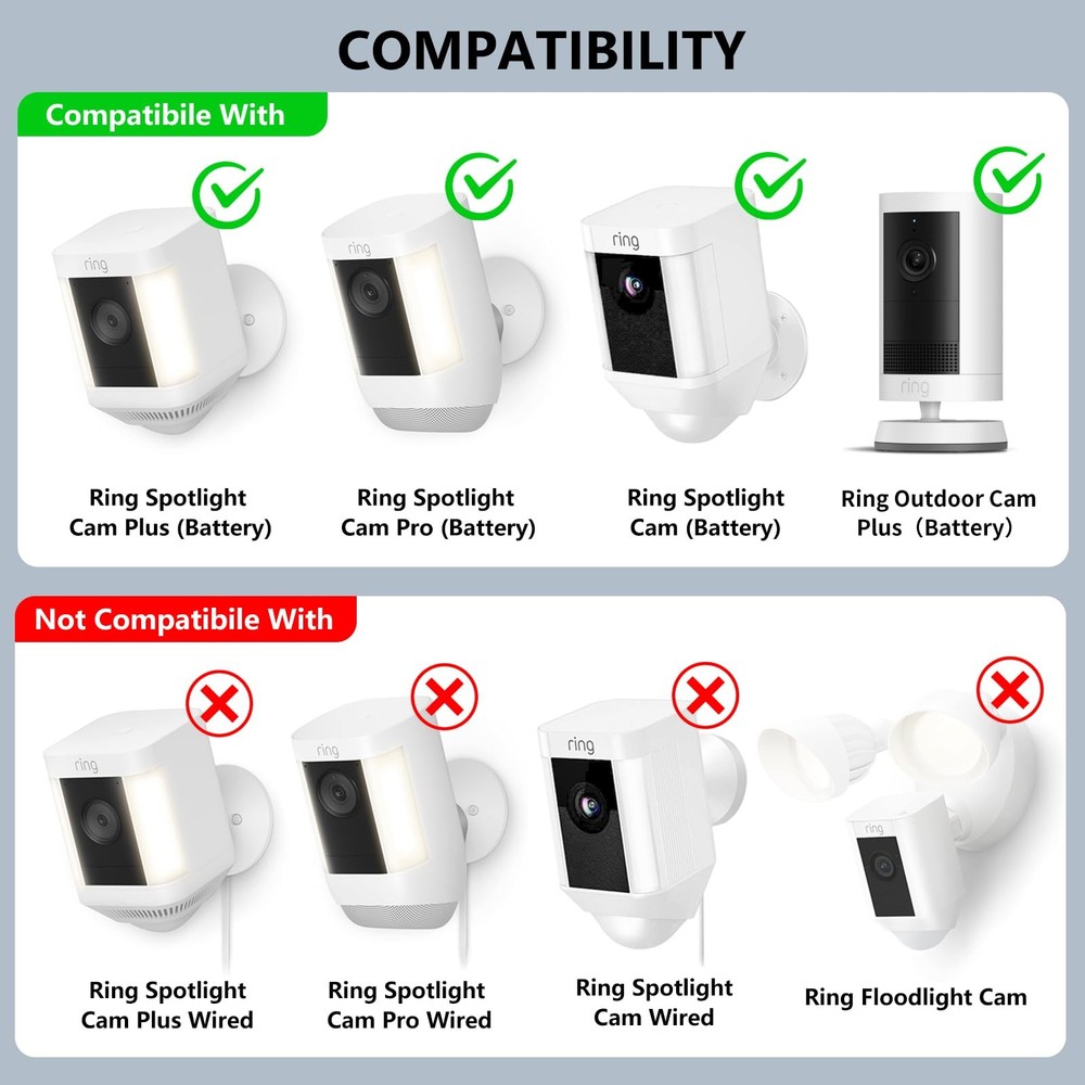 2Pack Adjustable Mounting Bracket for Spotlight Cam Plus/Pro (Battery) Black