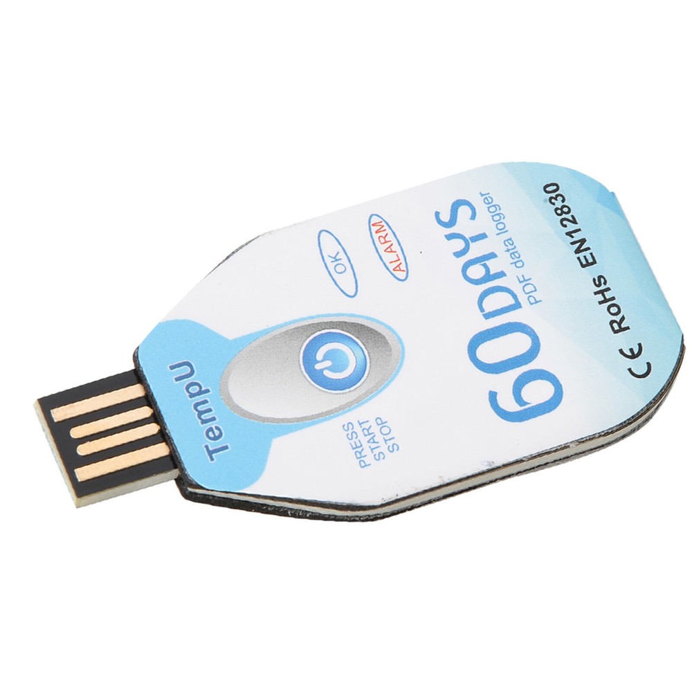 Temperature Data Logger Single Use PDF Report USB Port 10000 Points