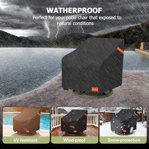 Outdoor Swivel Chair Cover 2 Pack,600D Heavy Duty 100% Waterproof Outdoor