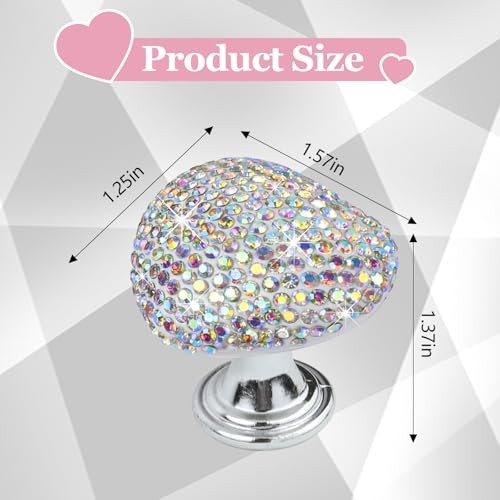 Bling Car Push Start Button Cover, Heart Shape One-Touch Start Button with AB