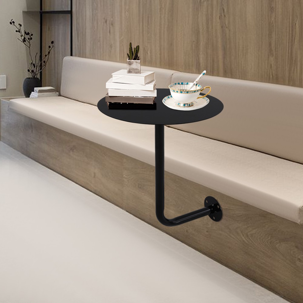 Round Pub Table Black Bar Table Wall Mounted Iron Cocktail Table Bistro Table