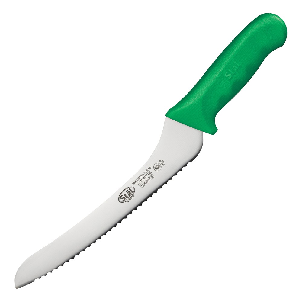 9" Bread Knife, Green PP Hdl, Offset (6 Each)