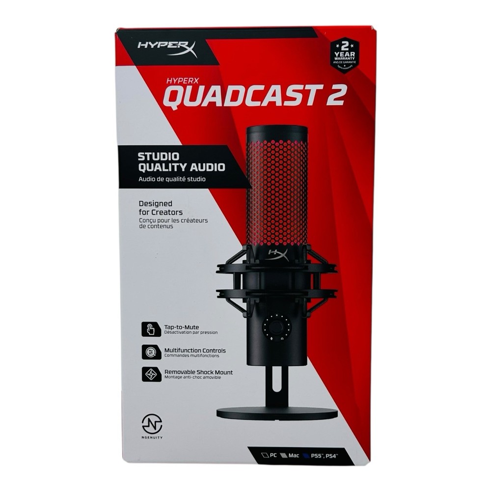 HyperX QuadCast 2 USB Microphone Black for PC Mac PS5 PS4