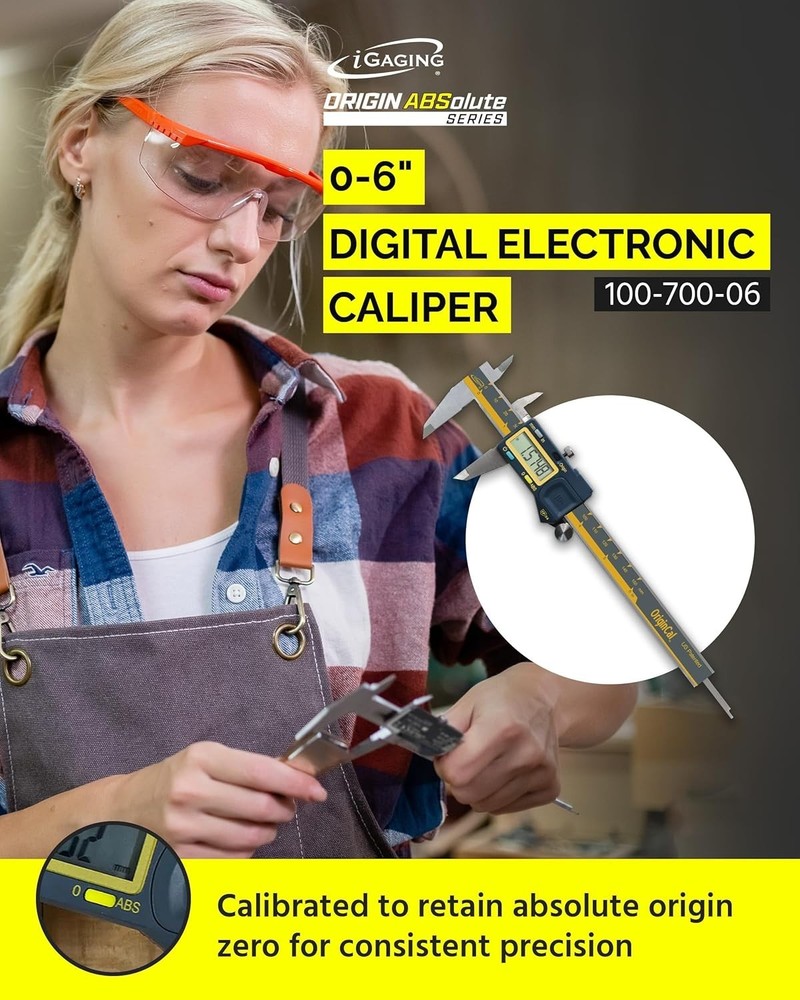 Durable 0-6" Digital Caliper with Inch & Metric Modes - High-Contrast LCD & Case