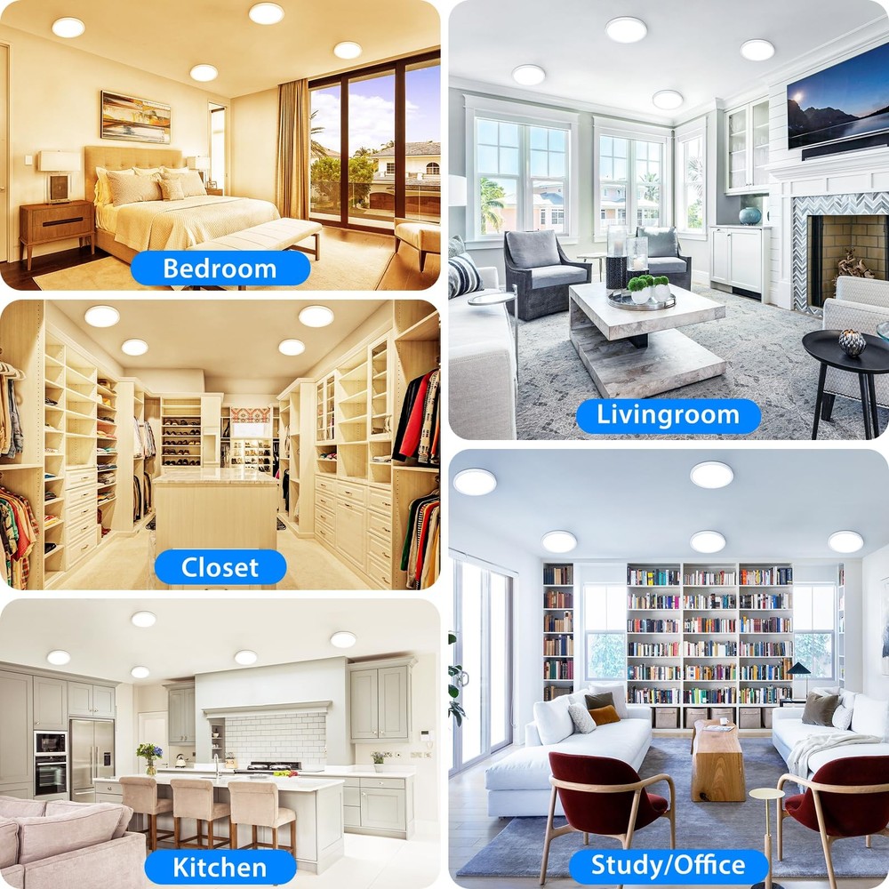 Peasur 7 inch LED Ceiling Light, 7IN-1 Pack, White