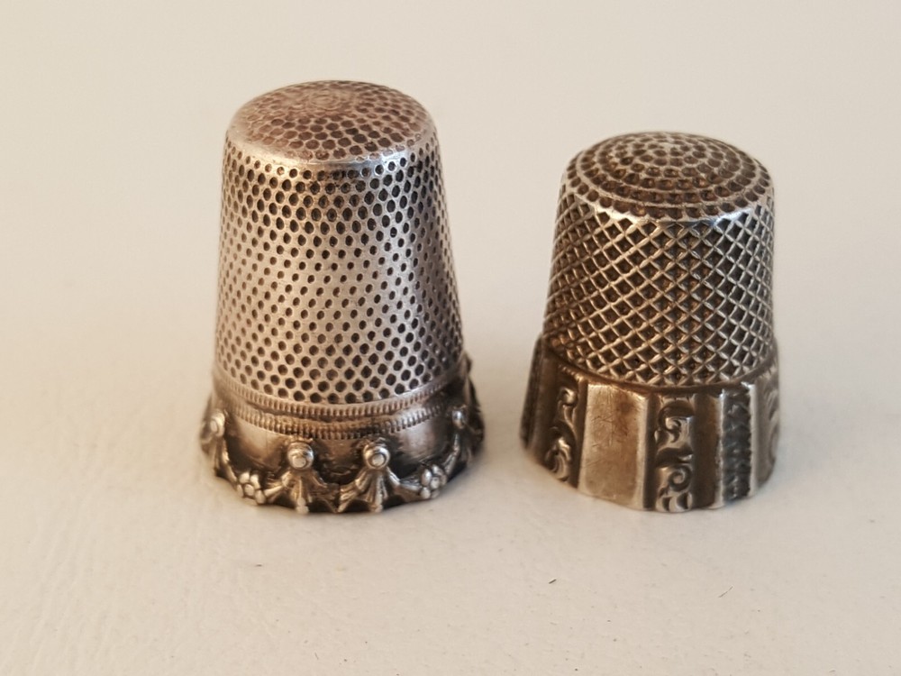 Vintage 2 sterling silver thimbles 7 Germany