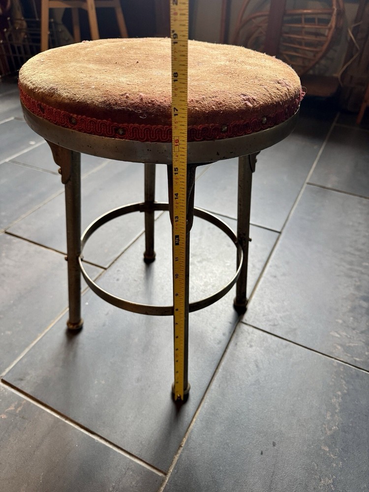 Vintage Art Deco Cast Iron & Chrome Stool 1920s