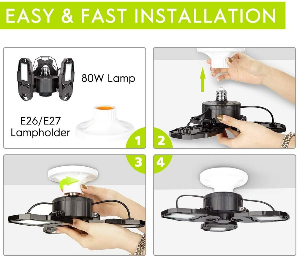 Strong Triburst Multi-Directional 8000 Lumen Super Bright LED Light Deformable