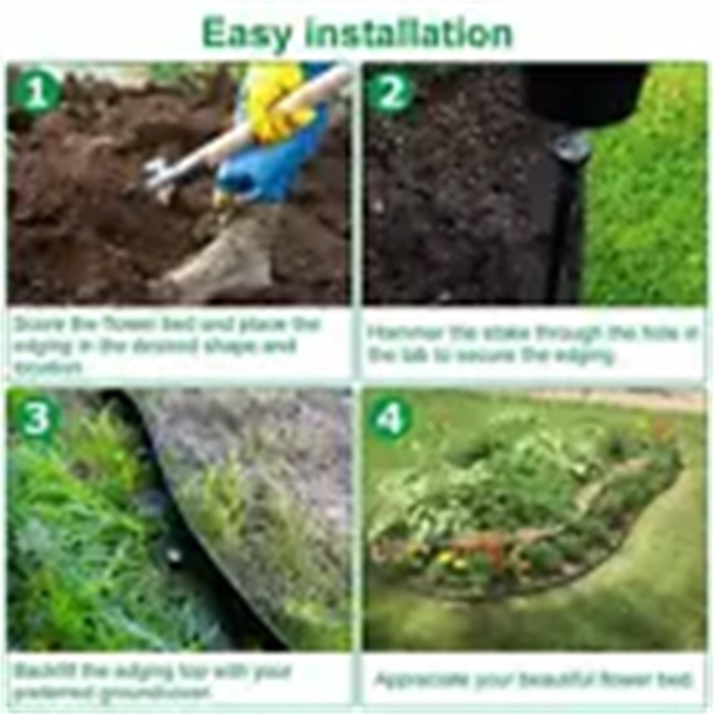 Landscape L-shaped Lawn Garden Edging Kit 60FT Flexible Border Paver & 24 Stakes