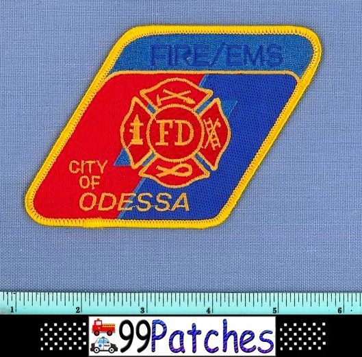 ODESSA EMS TEXAS Fire Rescue Patch HYDRANT LADDER PARALLELOGRAM SHAPE 7G
