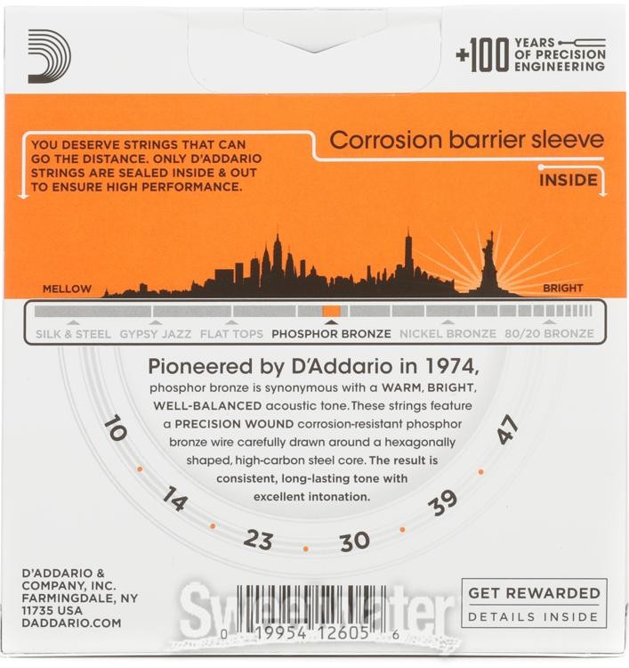 D'Addario EJ15 Phosphor Bronze Extra Light Acoustic Strings 3-Pack