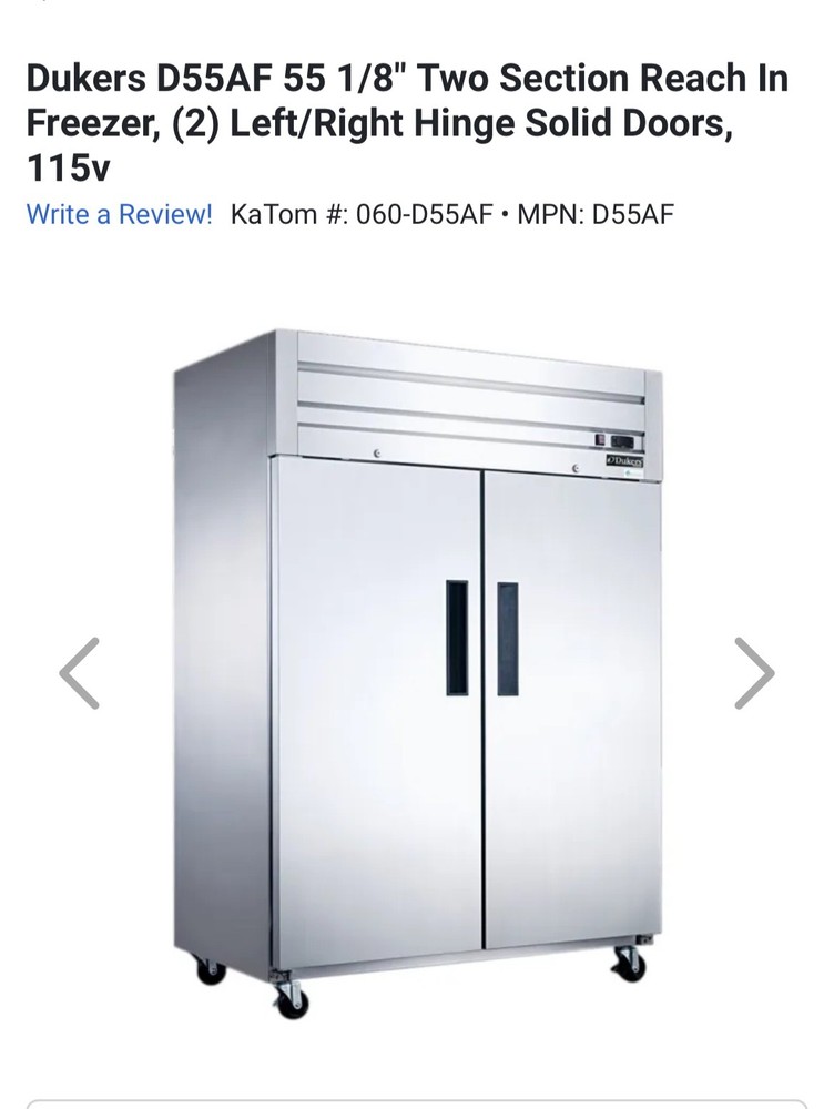 DUKERS D55AF, Top Mount 2-Door FREEZER
