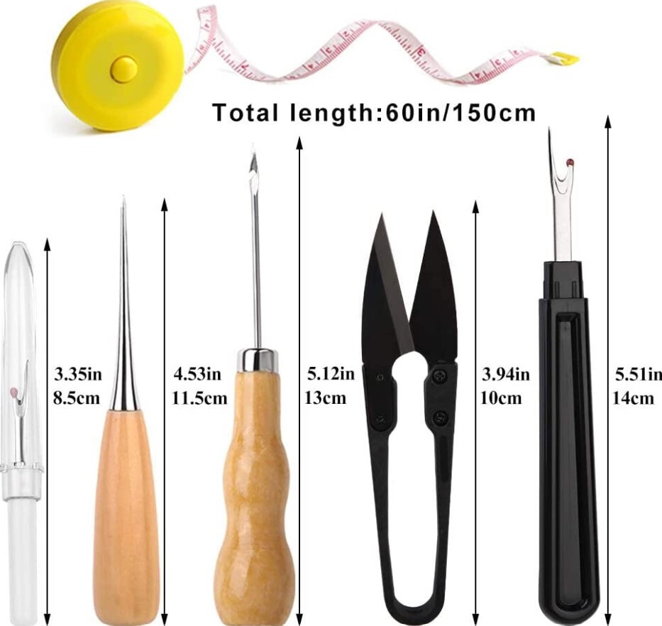 Sewing Kit Set Awl Leather Hand Stitcher Repair Set Heavy Duty Thread Needles