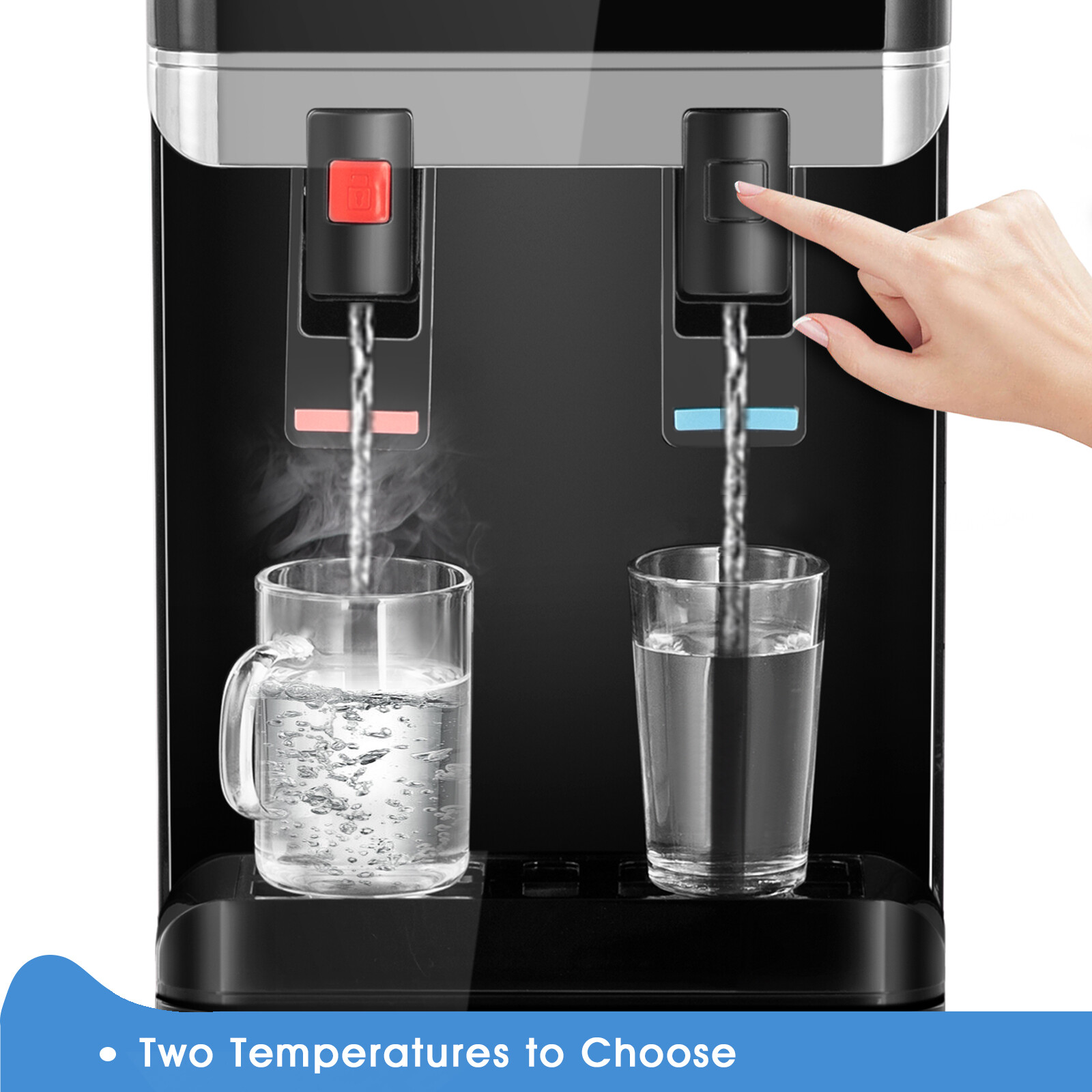 Top Loading Hot/Cold Water Cooler Dispenser Compressor Refrigeration w/ Freezer