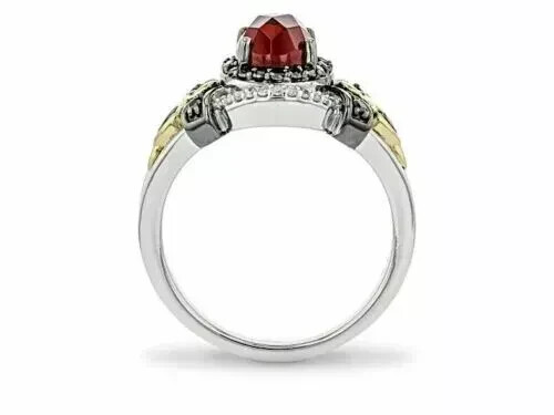 Rose 2.0Ct Oval Cut Red Garnet & Lab-Created Diamond Evil Queen Ring 925 Silver