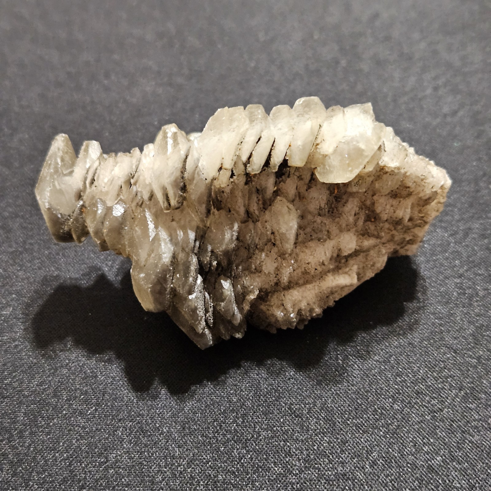 Lot Of 2 Pagoda Calcite Crystals, Step Stones With Hematite, UV Fluorescent