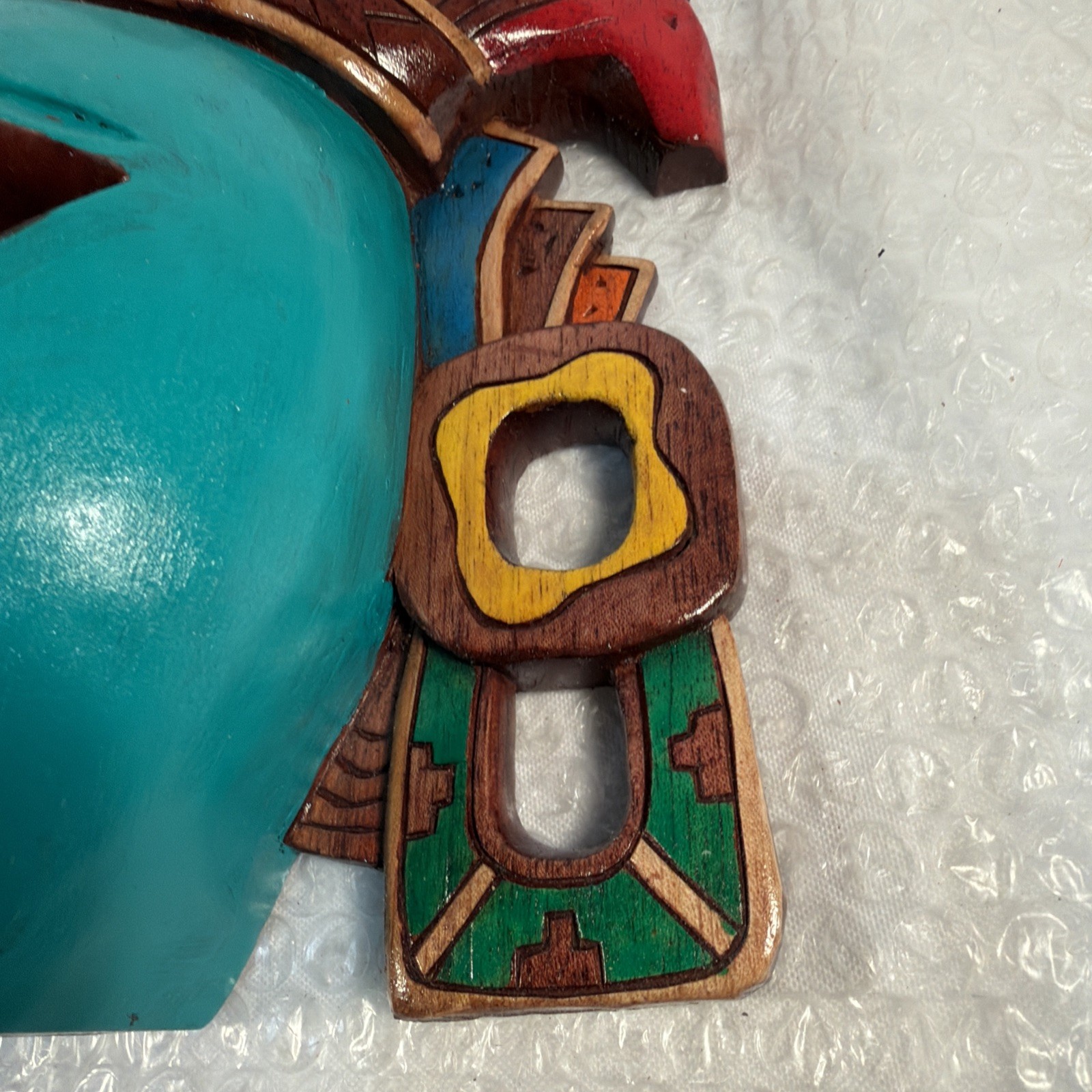 Hand-Carved Wooden Mayan Mask From Mexico