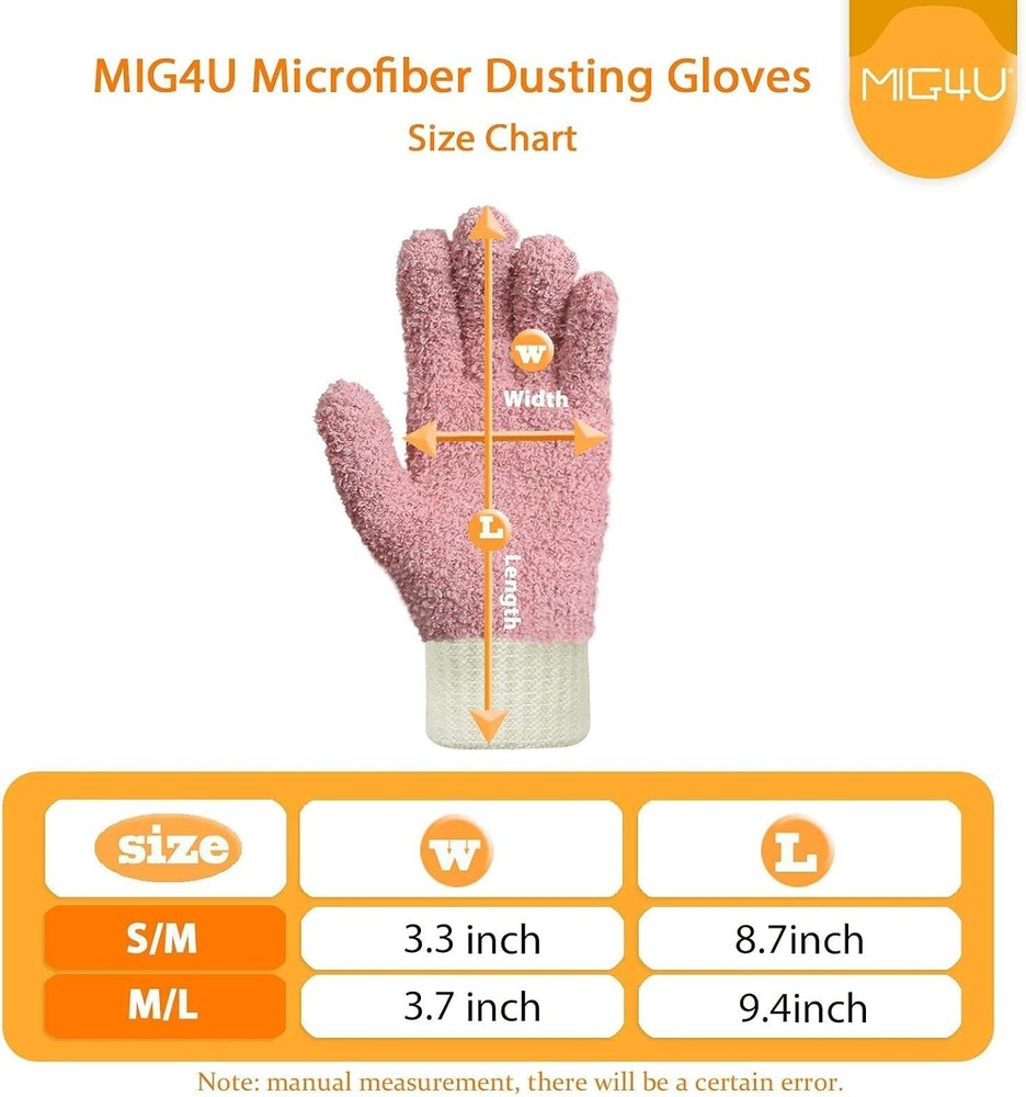 3 Pairs Multi-Purpose Microfiber Dusting Gloves for Efficient Home Care (S/M)
